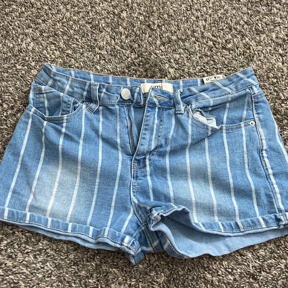 Blue and White striped jean shorts - Picture 1 of 2